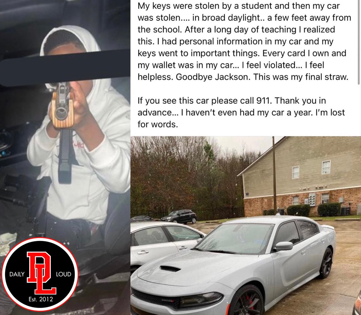 Daily Loud on Twitter: "This middle schooler stole his teacher’s car in