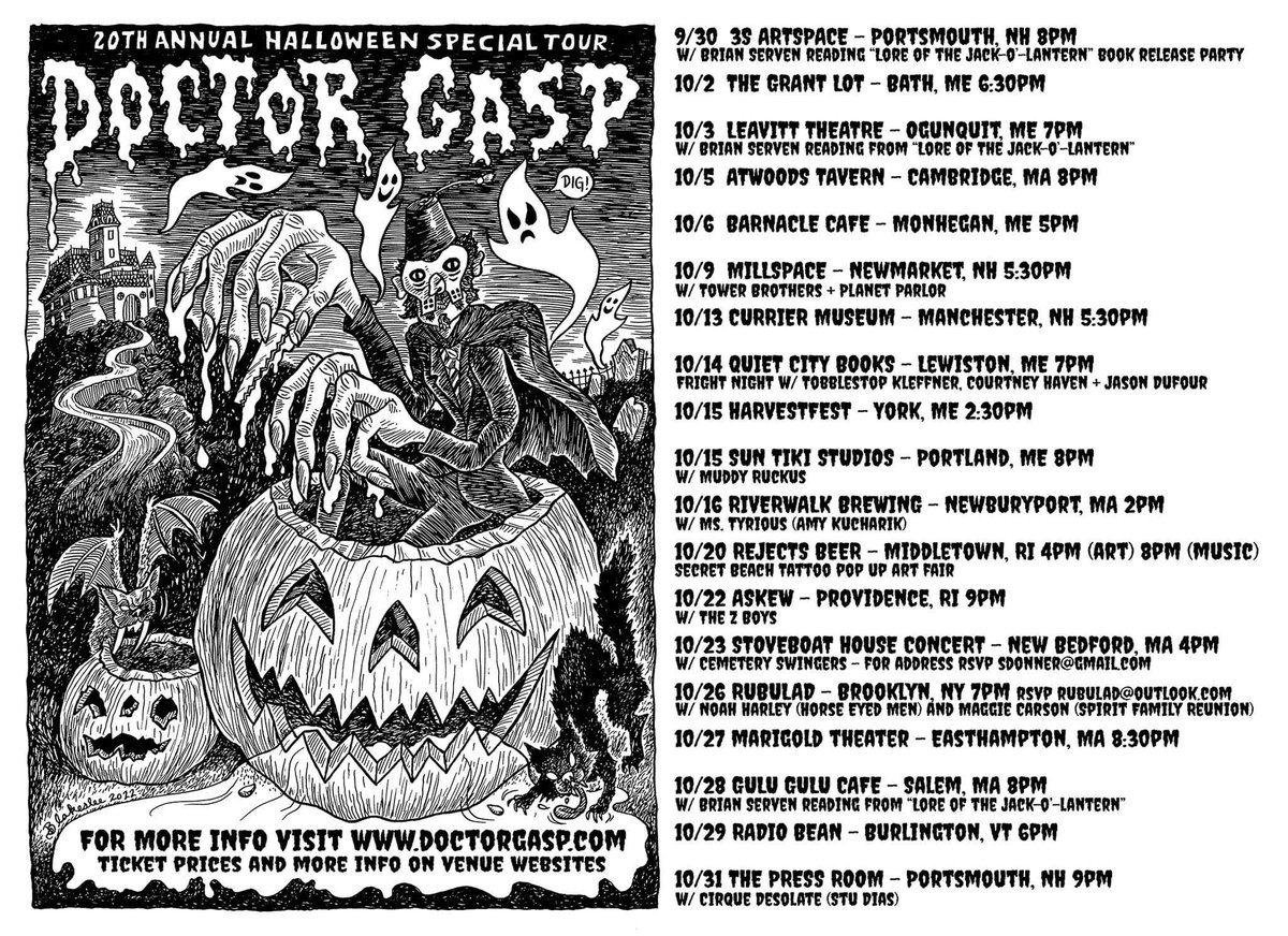 The Doctor Gasp 20th Anniversary Halloween Special begins tomorrow! Songs of Halloween comin' atchya! See you out there! #halloween