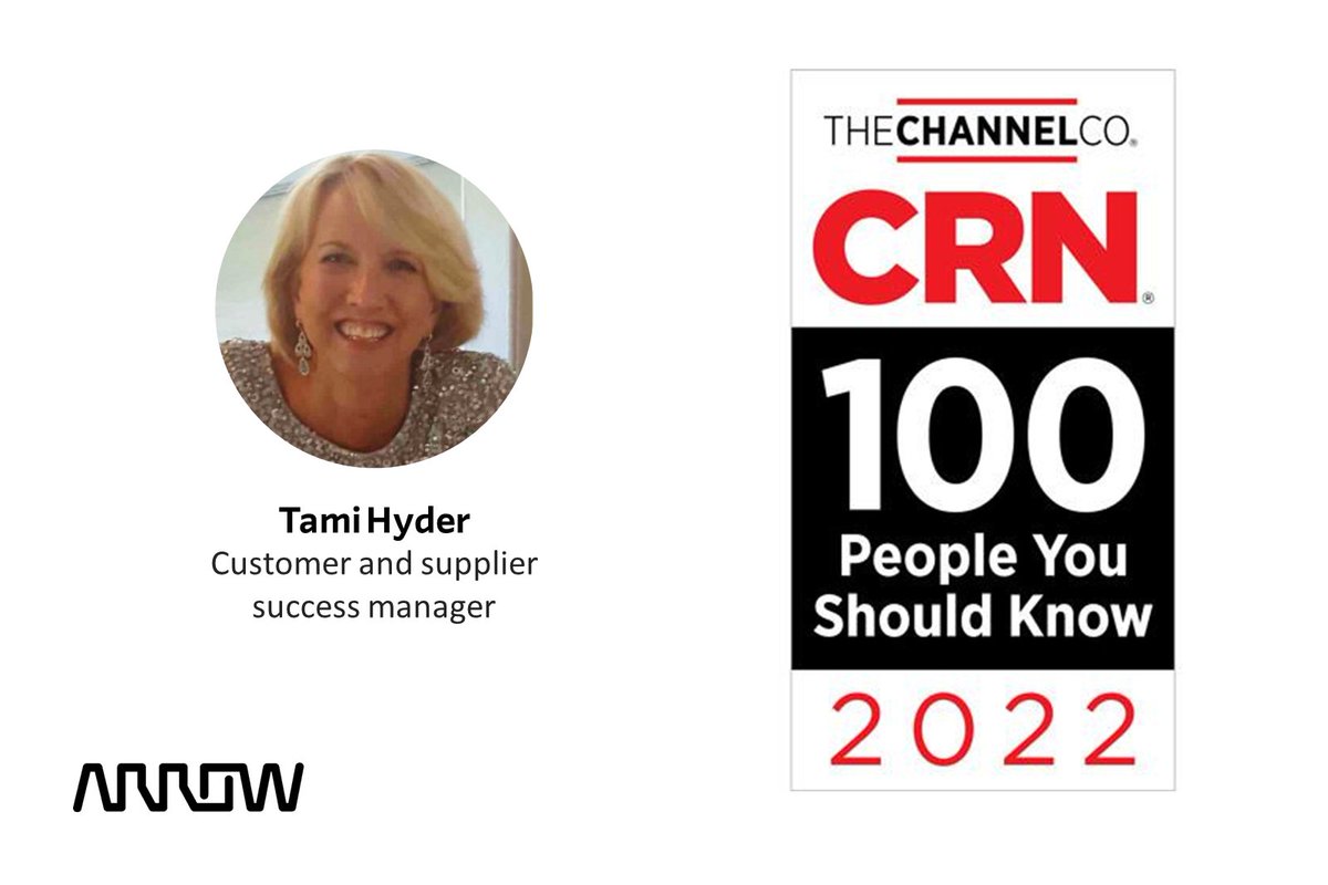 ArrowECS's tweet photo. Arrow is excited to announce that CRN, a brand of The Channel Company, has named @TamiHyder as one of the #IT channel’s 100 People You Don’t Know But Should for 2022. Read more details 👉 https://t.co/ktkxWhZwt9

#CRN100People #WomenInTech https://t.co/LWWWy5a9aq