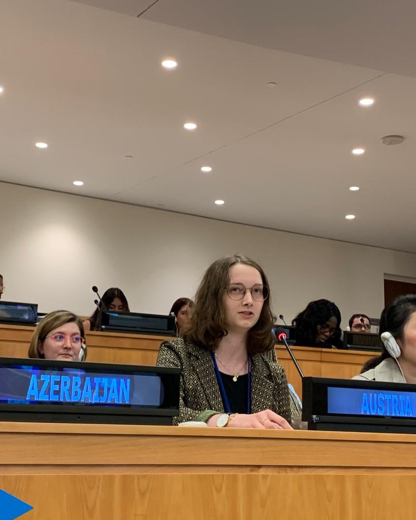 AustriaUN's tweet photo. At today's #ThirdCommittee session, 🇦🇹 Youth delegate @UNYD_Austria Miriam Egger asks @UN Members States to clear their vision. ✨👓✨
 
🗣️“It’s time to create a picture where young people are encouraged and reassured that every single person matters” https://t.co/nrlxGjm2JX