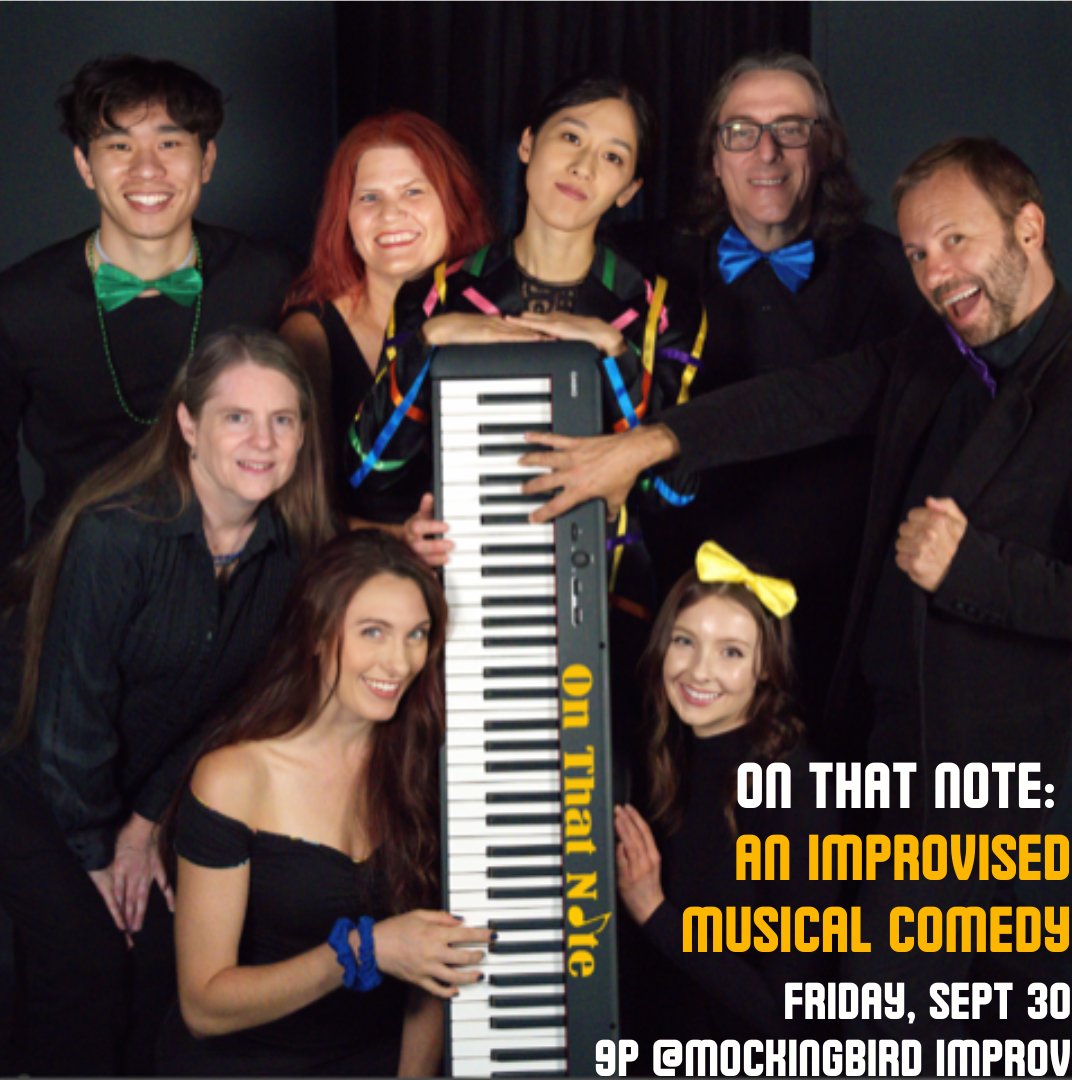 Mockingbirdprov's tweet photo. NEW SHOW PREMIERE: ON THAT NOTE

An improvised musical comedy that will make you laugh, clap along, and cry (okay we can't promise the last one).

Get your tix for Sept 30 at 9p here: https://t.co/MvRMDTjpuf https://t.co/Y7iro2mbM1