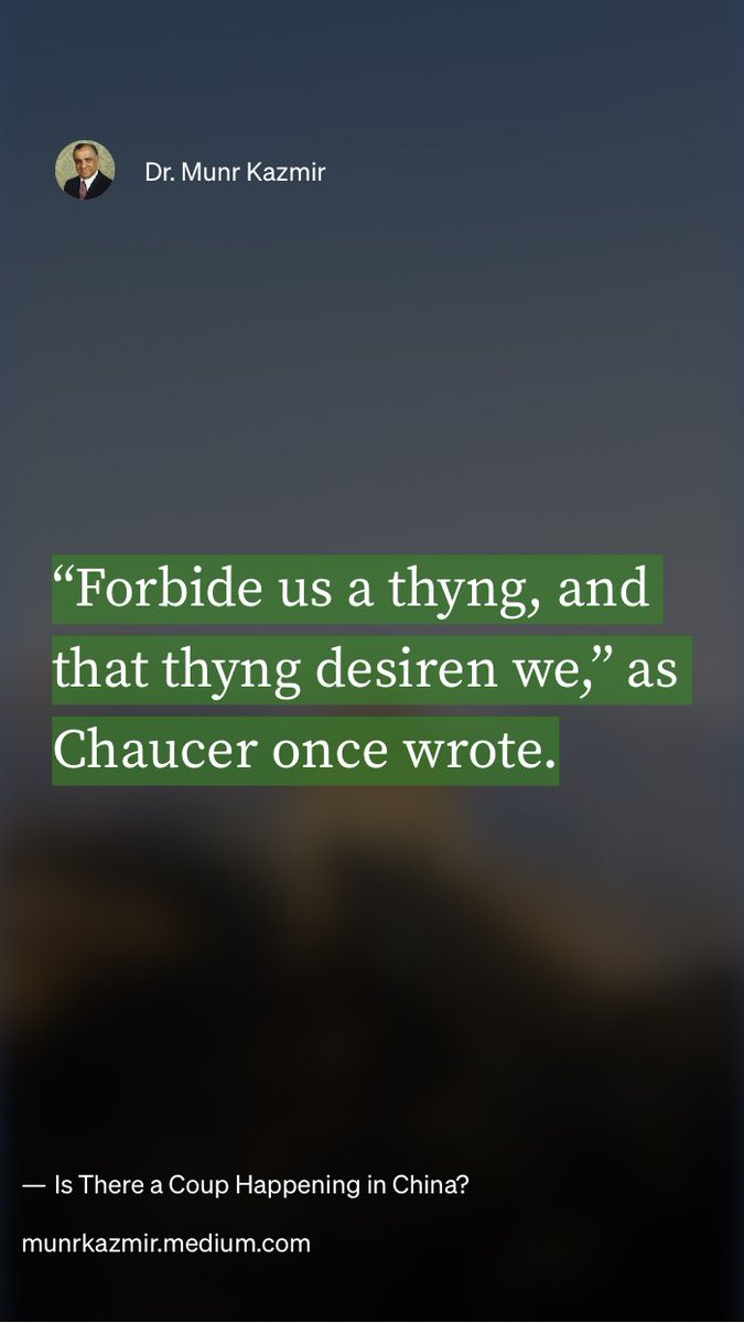 “Is There a Coup Happening in China?” by Dr. Munr Kazmir
link.medium.com/yUtR8681Itb