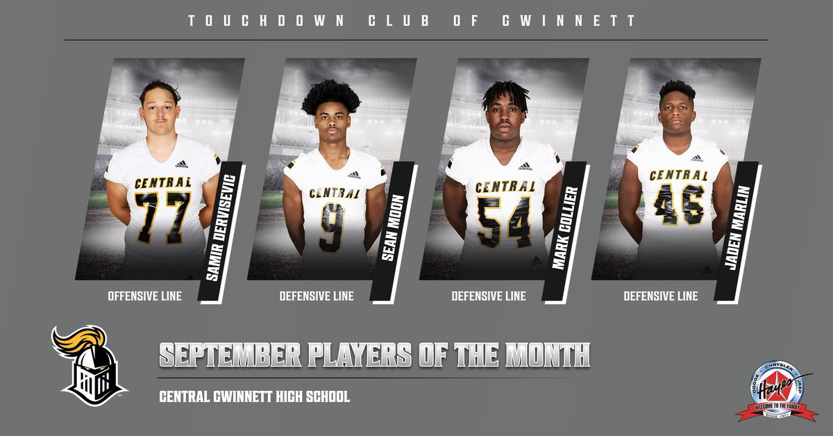 Gwinnetttdclub's tweet photo. The TD Club of Gwinnett was proud to honor these four players from @BlackKnight_FB  as their September players of the month.  Congratulations to these players and @CoachHarold73 https://t.co/gtq6b6TO6q
