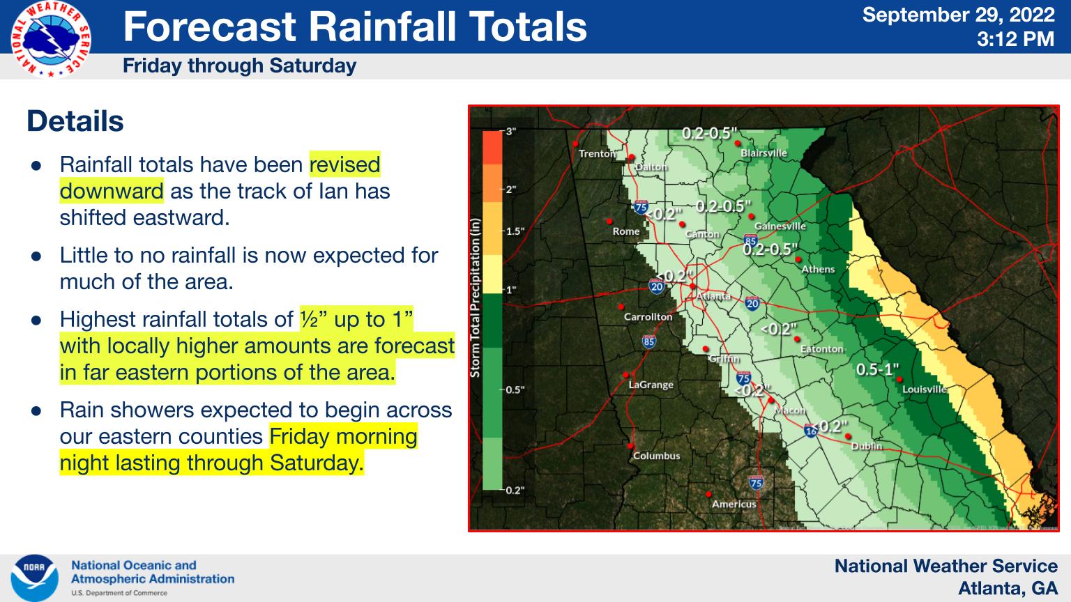 NWS Atlanta on Twitter "[9/29 345 PM Forecast Update] The rainfall