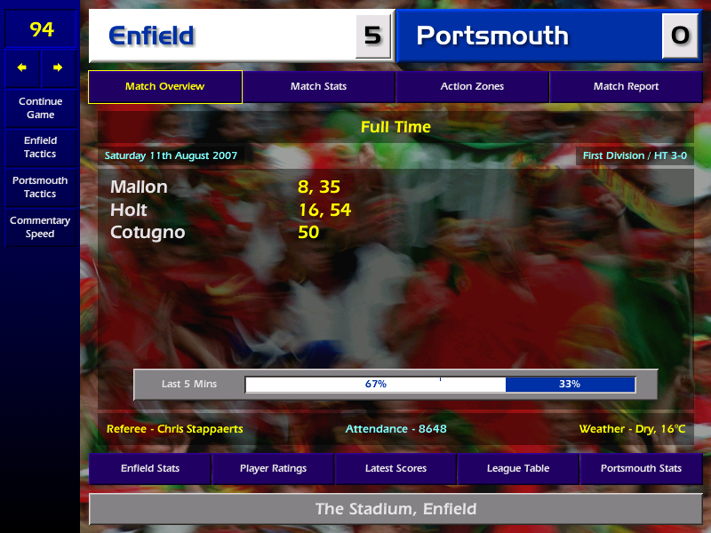 drewmd's tweet image. Absolute dream start to our First Division campaign. Now the age old question - carry on playing in the hope the roll continues? Or, turn off and bask in the glory this evening, whilst knowing that #cm0102 will punish me with an instant loss next time for turning off ?!