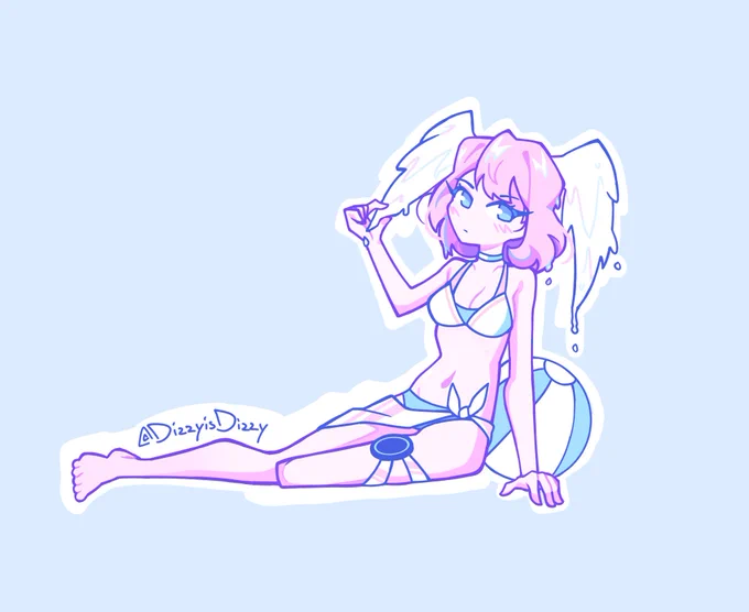 Miss Eunie Xenoblade drying the feathers  