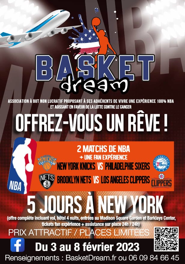AssoBasketDream's tweet photo. Fans de NBA Réservez dès maintenant votre voyage 2023. 5 jours. 2 matchs et une fan expérience inoubliable. 
https://t.co/6cfjlkRG0o https://t.co/lQngx4dnsd