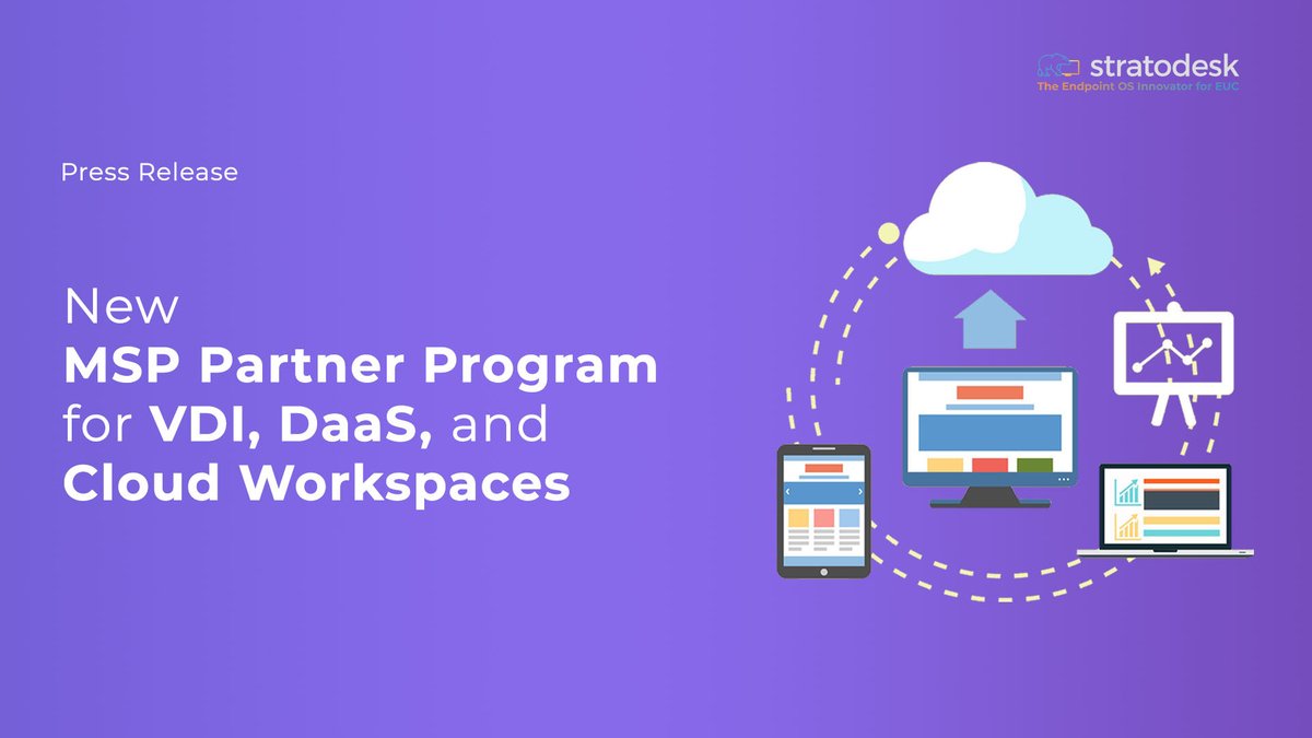 New @stratodesk #MSP Program lets partners offer complete services to provision & manage #endpoints for #hybridwork places. Partners can easily deliver a comprehensive #cloud service with Stratodesk’s innovative NoTouch OS. bit.ly/3Ch6WC7

#VDI #EUC #systemintegrator