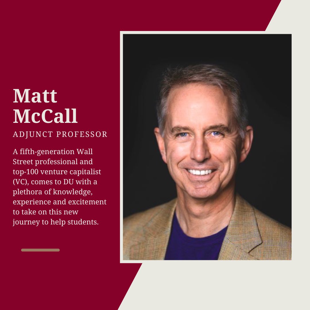 “McCall is adopting the role of a sherpa in the business classroom to help incoming first-year students learn the skills of business and travel the best route possible to become great entrepreneurs, starting with the Fourth Industrial Revolution class.”

daniels.du.edu/blog/new-face-…