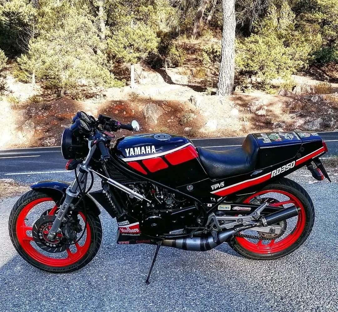 2TRiders1's tweet photo. The 'Black Widow', known wherever you go! The fast, light and powerful Yamaha RD350 YPVS 1WT.
Owner: 📸 #salvavan 
👉 More on Instagram &amp; Facebook. 👈 https://t.co/iYyhiJaknf