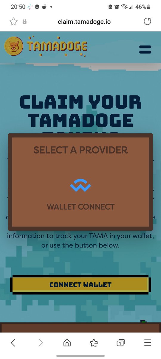 simonwillyams's tweet photo. @Tamadogecoin why is this different to the one before that gave me the option of metamask and trust wallet ? https://t.co/Lg3E2f2X9q