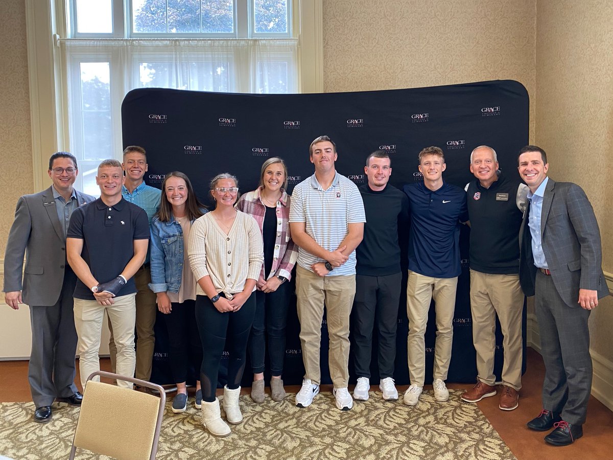 Chad__Briscoe's tweet photo. Great to have some of the @GraceLancers Student Athlete Council (SAC) speak at the Grace Board meetings today! Appreciate @DrewFlamm &amp; @aaroncrabtree having the students share! Great to hear their desire to live &amp; share their faith through athletics! #LancerUp #MakeHIMKnown https://t.co/sWejXkqAPn