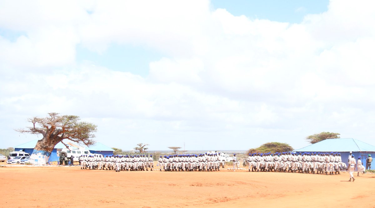 UNSomalia's tweet photo. As part of @UN's effort in creating #peace and stability in #Jubaland, 150 new State #police officers graduated at the #Kismayo Police Academy today, after three months of training under the Joint Police Programme, supported by Jubaland State Police and @ATMIS_Somalia. https://t.co/eeGCzoTPyO