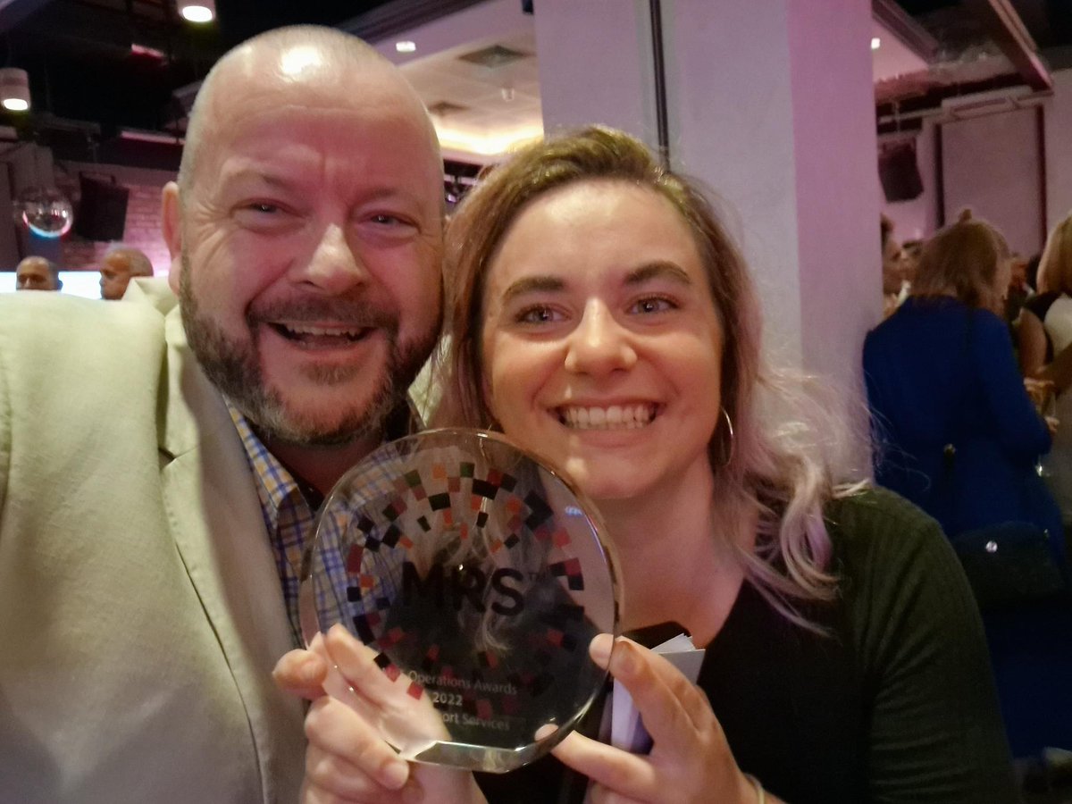 Congratulations to all of the Winners, Highly Commended and finalists at the <a href="/TweetMRS/">MRS</a> #Oppies tonight 🥳

Pictured: Ella and John <a href="/Templetastic/">John Temple</a> receiving our "Best Support Services" trophy! 

Have a great night celebrating, you two, with friends old and new!