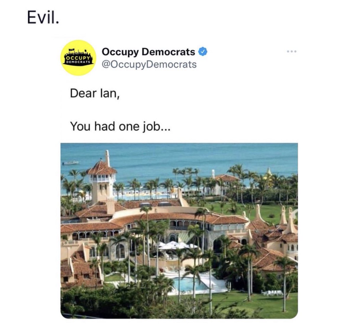 As hundreds of thousands of Americans suffer in Florida from a terrible hurricane this is what Occupy Democrats is focused on. Not surprising from a party whose leader called 75 million Americans the biggest threat to freedom and democracy!