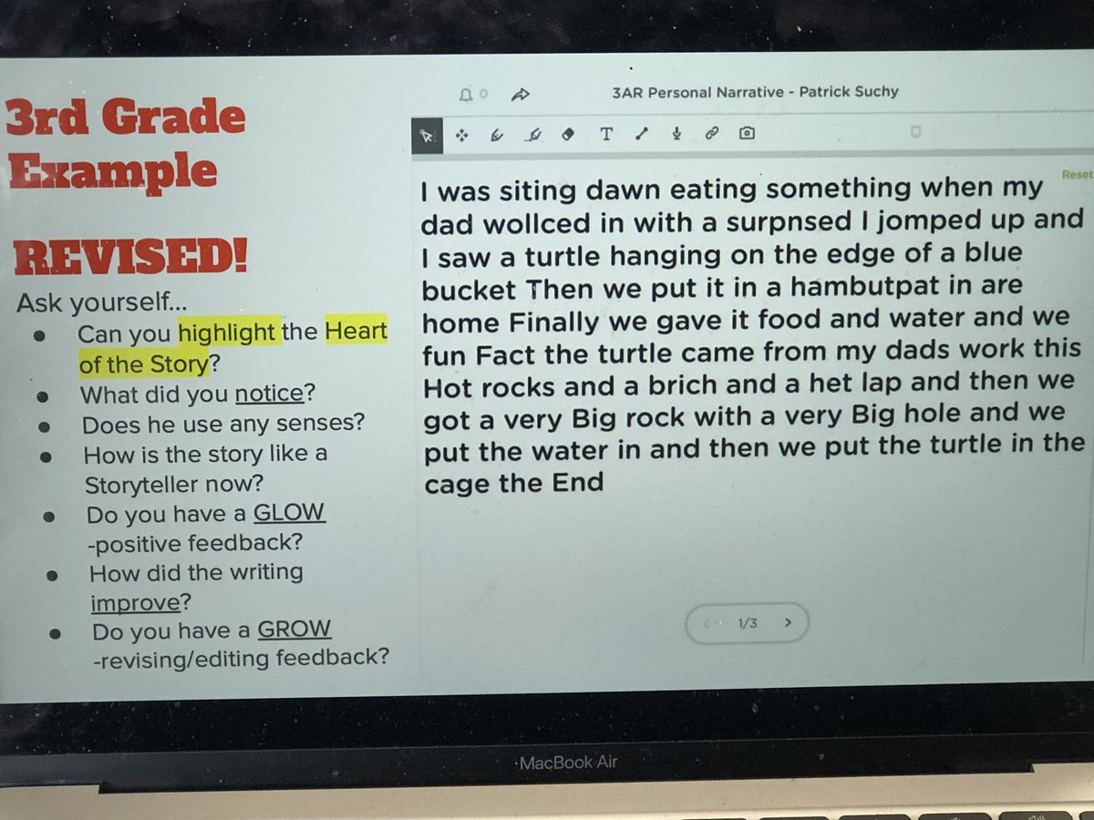 MrsAlcockES220's tweet photo. Our 3AR writers are working hard in workshop to revise the❤️ heart❤️ of their personal narratives!A special thank you to our “Teaching Bee”- Mrs. Anderson for an engaging lesson! @TheTeachingBee @JaclynRubinD100 #tigerslearn #d100inspires #d100inspira https://t.co/JUzEbON5cH