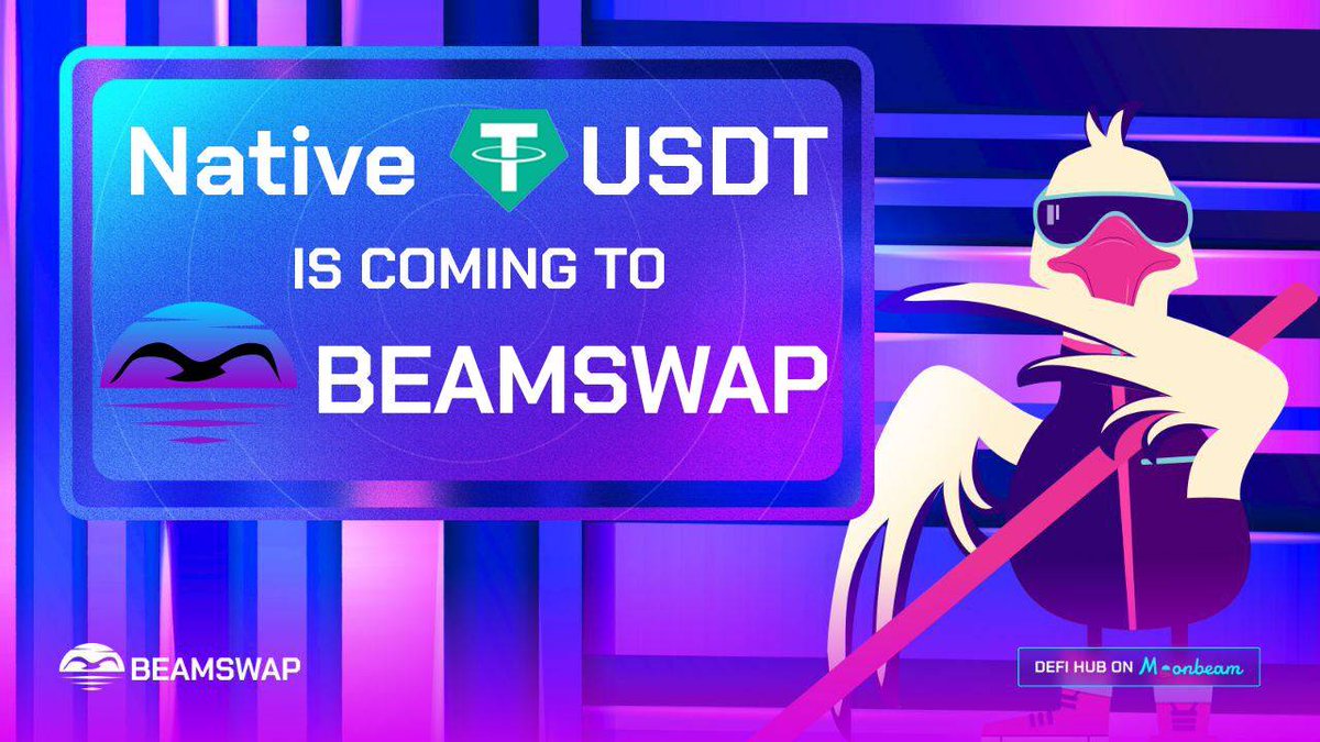 Beamswapio's tweet photo. #Beamswap is very excited to announce our upcoming milestone! Native $USDT is coming to our #DEX. 

Users will be able to bring their #USDT to the @MoonbeamNetwork as $xcUSDT and use it on the Beamswap platform! https://t.co/fnEQbEqI9P