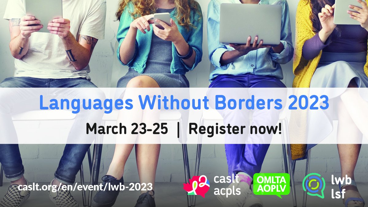 CASLT_ACPLS's tweet image. Registration for #LWB2023LSF is now OPEN! ✅

Secure your spot at Canada's premier PD conference for L2 educators and stakeholders: caslt.org/en/event-lwb-2…