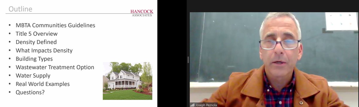 Missed session 2 of our series on how cities &amp; towns can use MBTA zoning law as springboard to create neighborhoods addressing housing, climate &amp; equity? Watch video. Hear Joseph Peznola discuss hsg density &amp; its impact on sewer disposal &amp; water supply. bit.ly/3T7Mfiz