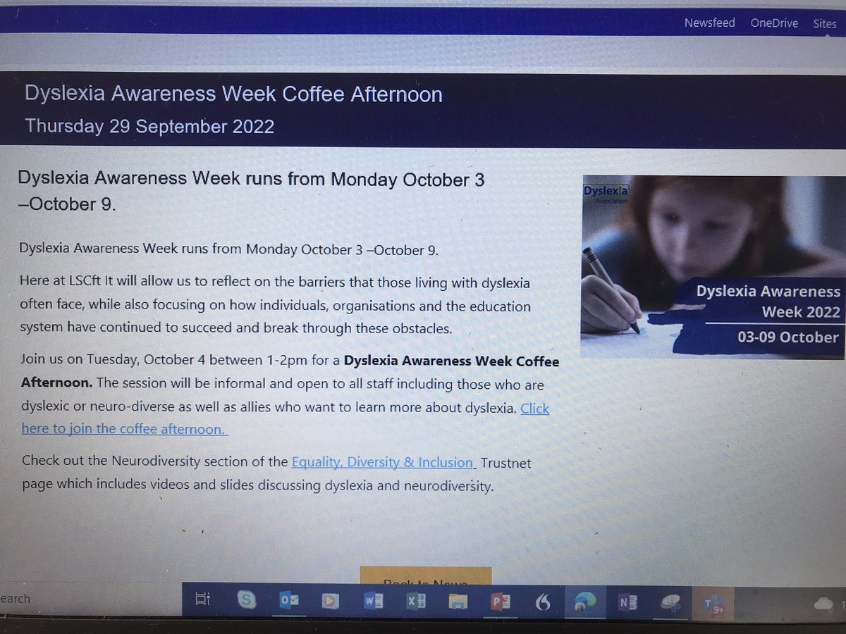 TeresaLean1's tweet photo. Join us next week for Dyslexia awareness week! ‘Breaking down barriers’ is the theme, let’s continue to raise awareness and support others to understand our strengths 🙏 @JoHarrison321 @Nell1Maria @WeAreLSCFT @Amyd29091 https://t.co/0uONzD3c1G