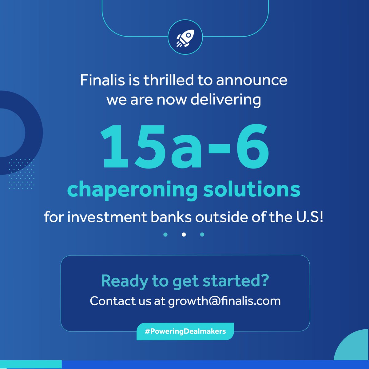 We are proud to announce that Finalis now delivers 15a-6 chaperoning solutions for investment banks outside of the U.S. This allows us to provide our technology-enabled compliance solution to investment banks across the world that would like to access U.S. capital markets.