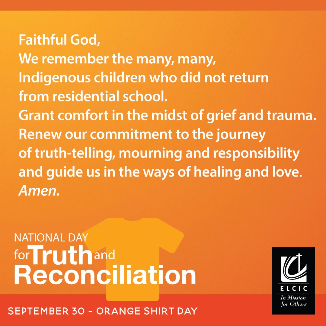 Today, September 30, we lift up Orange Shirt Day, National Day for Truth and Reconciliation.

Let us pray,

#orangeshirtday #NationalDayforTruthAndReconciliation #NDTR #everychildmatters