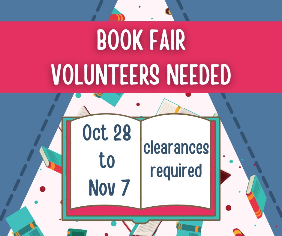 The <a href="/BSMS_Eagles/">BSMS</a> Library will be hosting the Book Fair Friday, Oct 28th - Monday, Nov 7th! They are in need of volunteers to help while students come to make their book selections! Sign up here : ttsu.me/scholastic2022