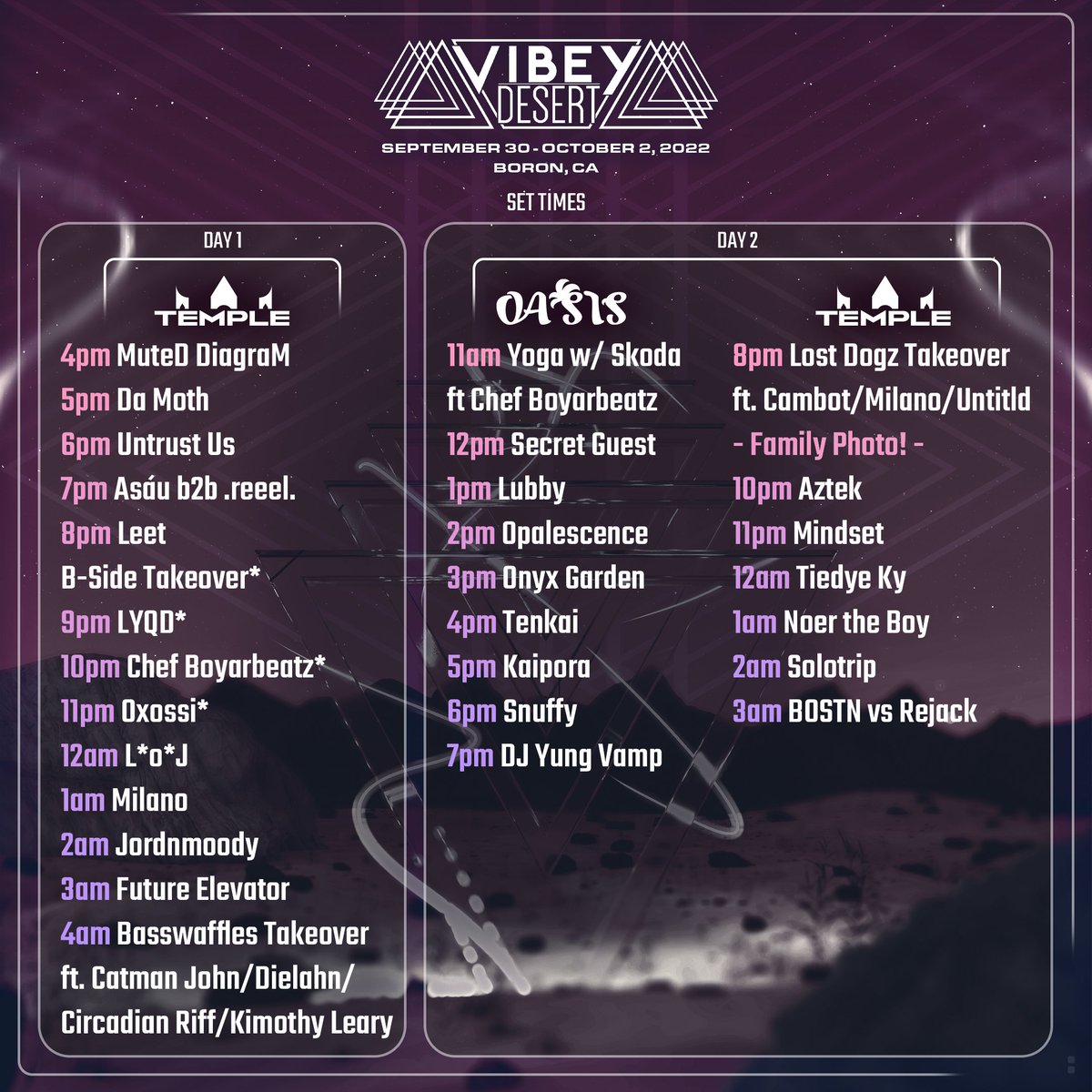 B-Side embarks on another festival take over this time at <a href="/VibeyDesert/">Vibey Desert</a> Official time slots have been posted! We're on from 9pm-12am!