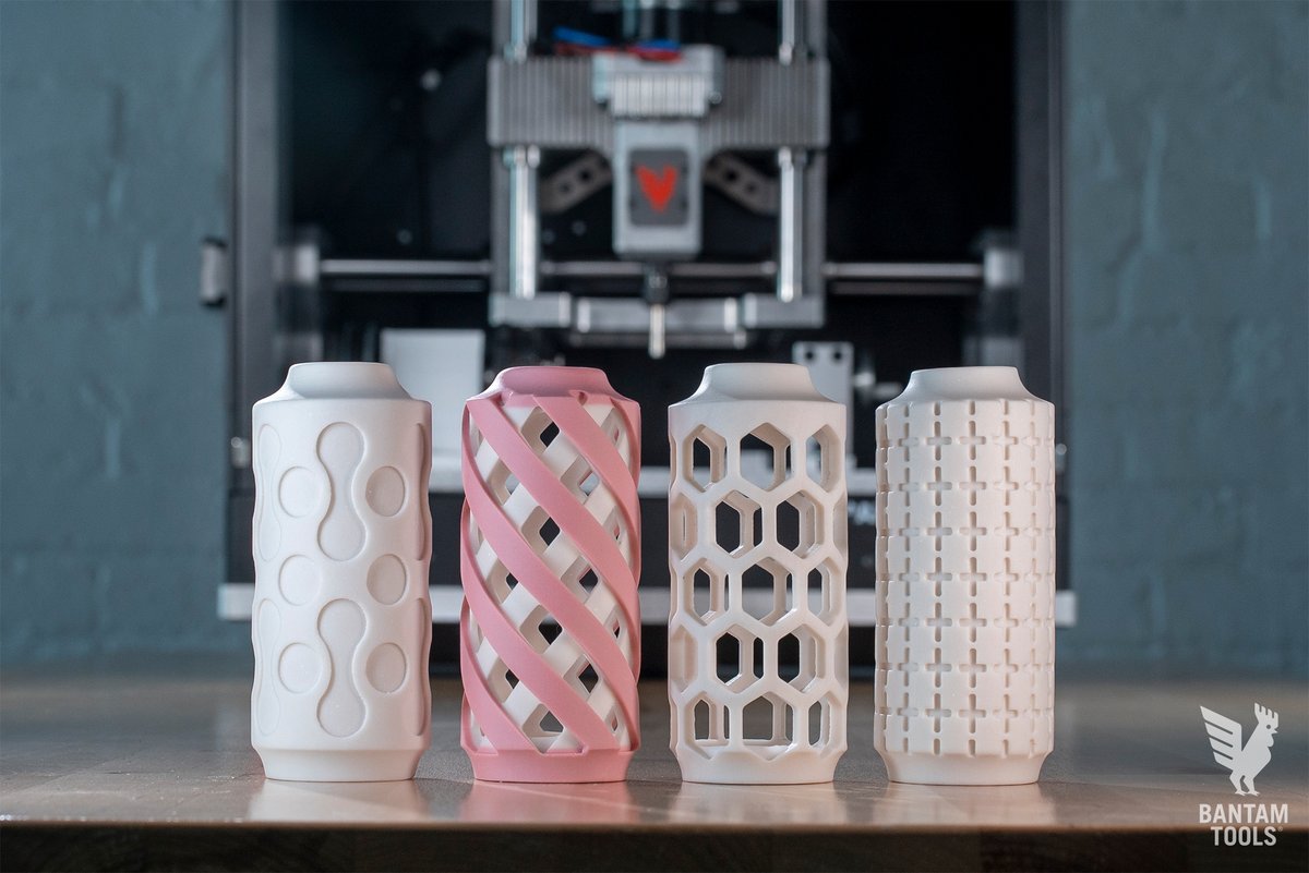 bantamtools's tweet image. Shoutout to artist, ceramicist, and trailblazer Curt Hammerly for sending us these gorgeous ceramic pieces to show off during IMTS. Showing off the work he's been doing using the Bantam Tools Desktop CNC 4th Axis definitely got a lot of folks excited! #bantamtools #CNC