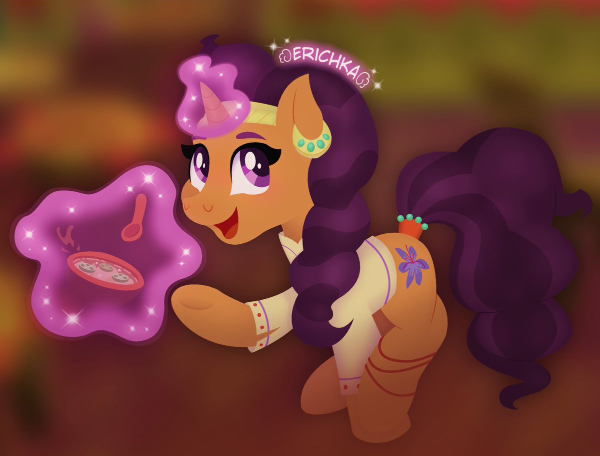 ErichkaOfficial's tweet photo. Saffron Masala at your service!🍜#MLP #Pony #mylittlepony #Art #MLPfim #MLPart #brony #saffron_masala https://t.co/dagymb0f2i
