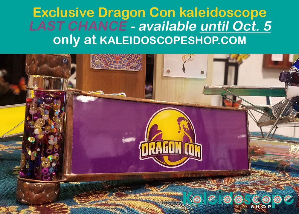 The exclusive Dragon Con kaleidoscopes are only available till October 5, next week! So now's your last chance to get one at our website: kaleidoscopeshop.com/Dragons-Fire--…... #kscopeshopATL #dragoncon