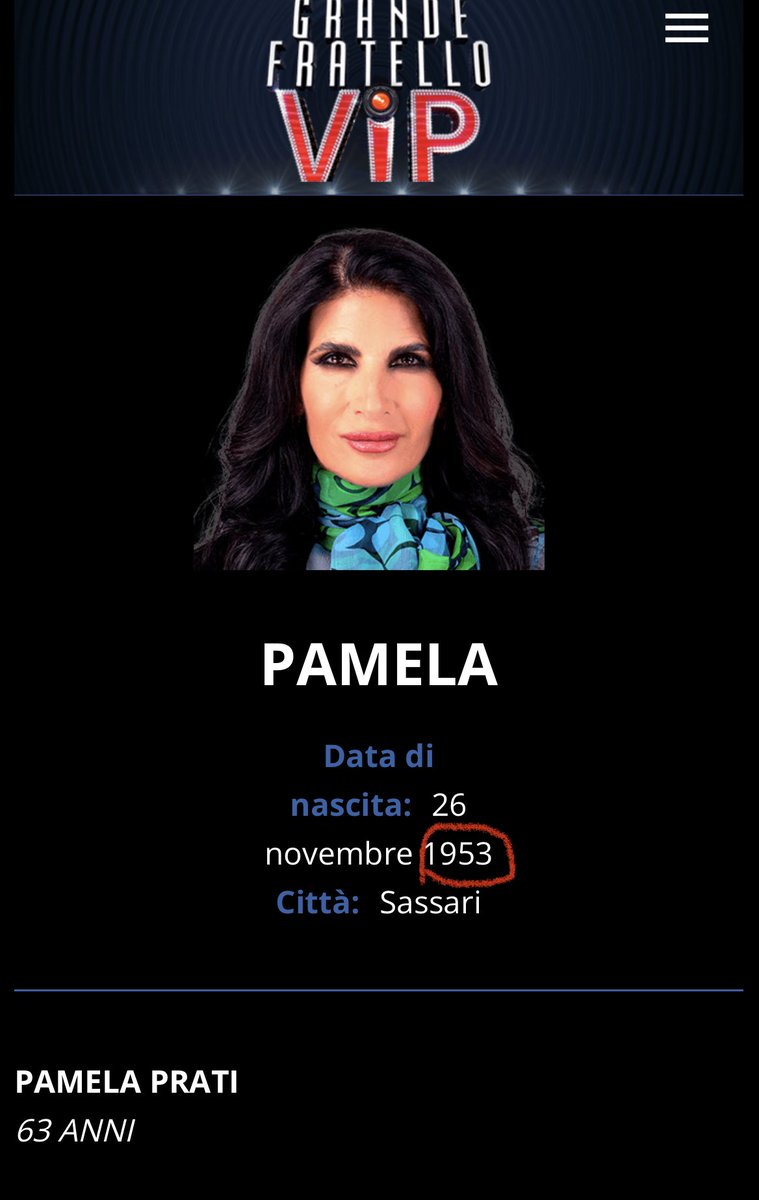 KingRandy84's tweet photo. Svelato il segreto sulla vera età di #Pamelaprati sul sito ufficiale del #gfvip https://t.co/Q7BAvlkJGt