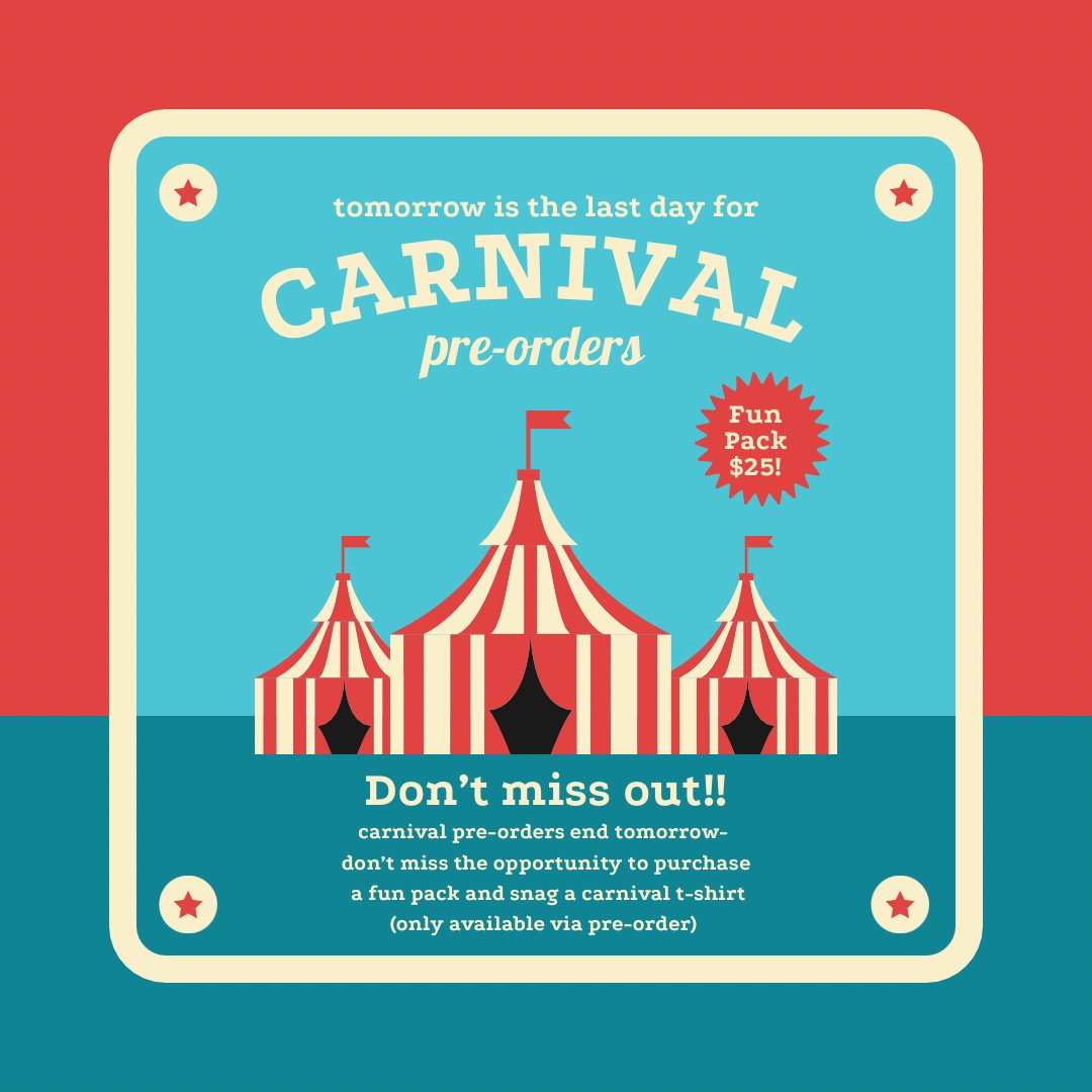 🎡 CARNIVAL PRE-ORDERS CLOSE TOMORROW!

Don’t miss your opportunity to order a Carnival Fun Pack! Each Fun Pack Includes: 

- 1 Wristband 
- 15 Food/Booth Tickets 
- 1 Carnival T-Shirt 
- 1 Spirit Stick 
- A Chance to Win a Carnival Bonus Ticket

maplebrook.ptboard.com/formvw?store=3…