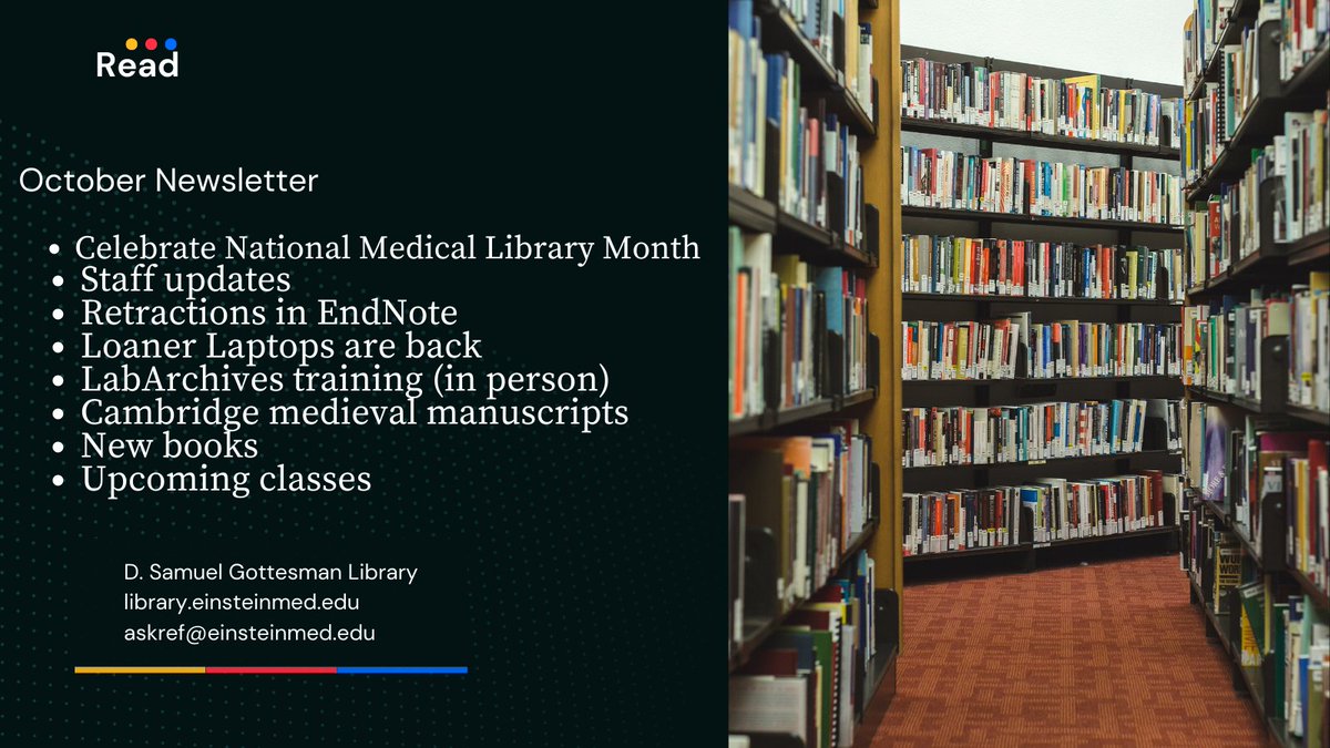 EinsteinLibrary's tweet image. News you can use! Read our October Newsletter! mailchi.mp/7b970c840418/l…
@EinsteinMed @EinsteinPhD @epa_einstein @EinsteinPHPM @einsteincpd @Einstein_SCI