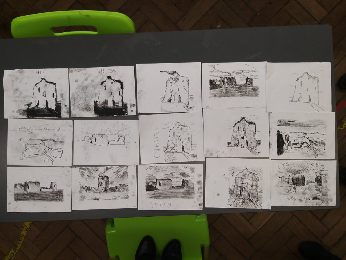 FlintHighArt's tweet photo. First Clwb Celf of the year welcomed new year 7 artists! Tonight we produced artwork to support @flint_english in a cross curriculum castle project. Fantastic mono prints of Flint Castle 👏 @flinthigh https://t.co/DZyMbP95V2