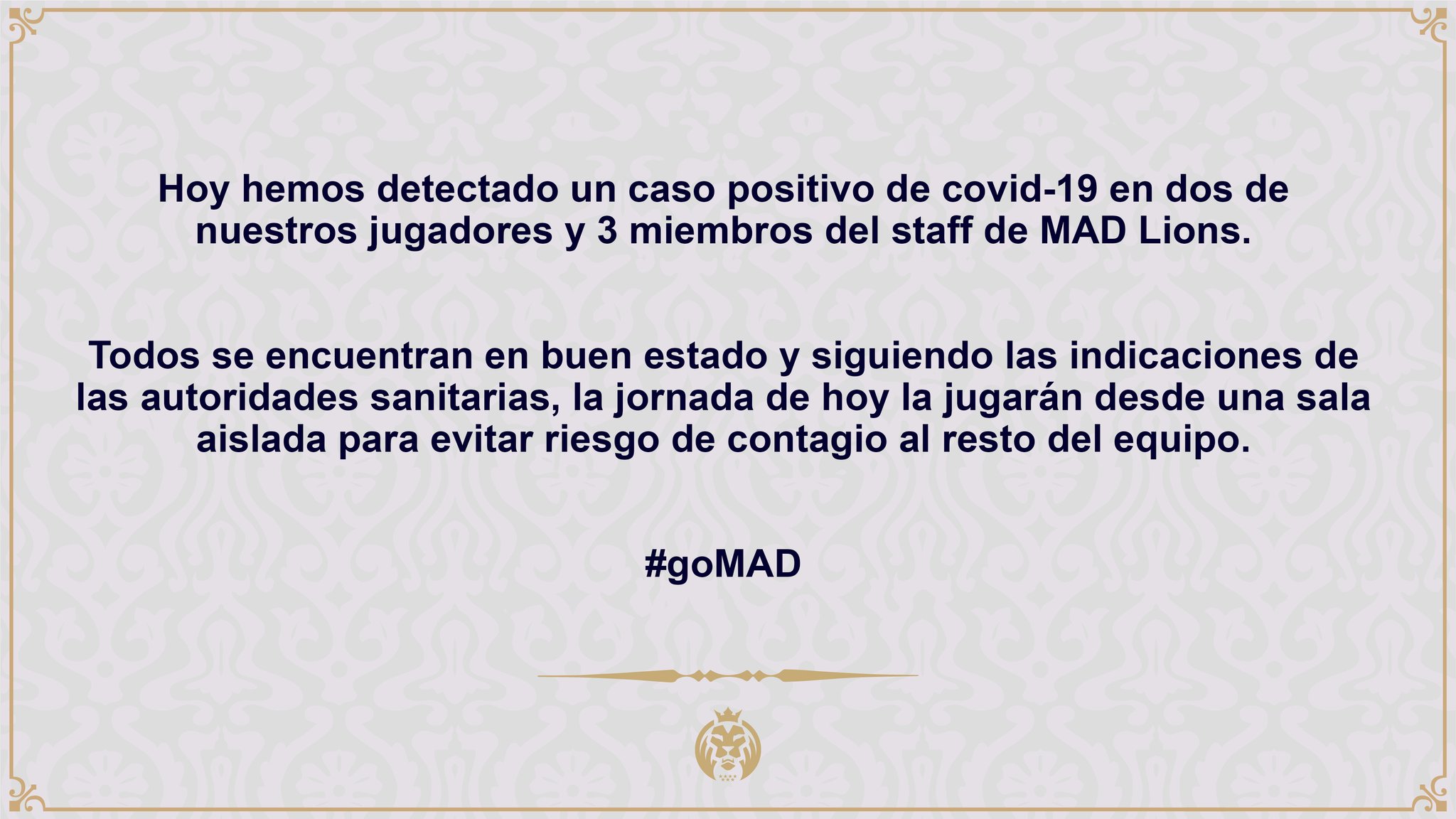 [閒聊] MAD推特 兩位選手陽性