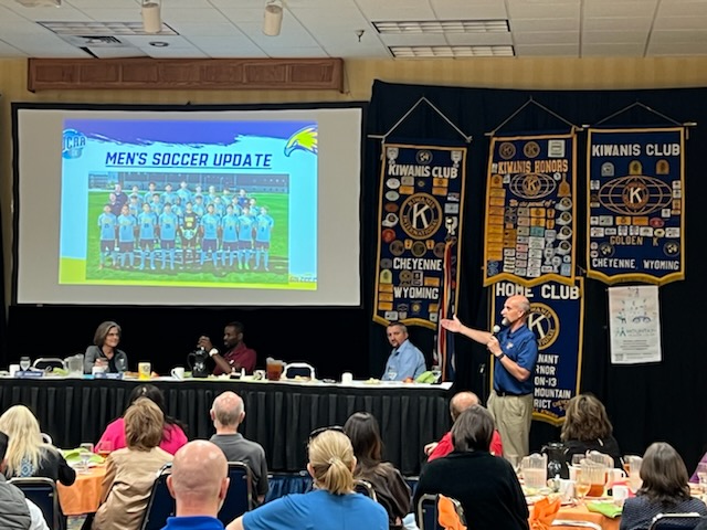 LCCCsports's tweet photo. Thank you to the Cheyenne Kiwanis for having us out today to talk about the happenings at LCCC in athletics!
It was a pleasure to share with you!
#BeGolden #GoldenCommunity #WeAreAllGolden https://t.co/tTEhrylZux