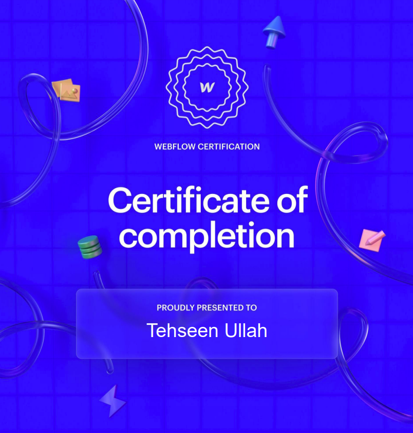 tehseenullah92's tweet photo. Alhamdolillah!
I am so excited and very happy today I have completed @webflow Certifications in two different areas: 
Webflow Layout and CMS Certifications.
 🚀🙏💙

#webflow #webflowexpert #webflowcertifiedexpert #webflowcertifications #webflowcmscertifications https://t.co/BSYPwLT2tA