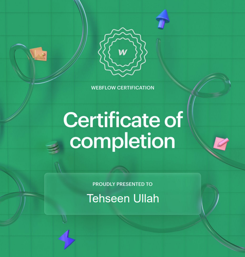 tehseenullah92's tweet photo. Alhamdolillah!
I am so excited and very happy today I have completed @webflow Certifications in two different areas: 
Webflow Layout and CMS Certifications.
 🚀🙏💙

#webflow #webflowexpert #webflowcertifiedexpert #webflowcertifications #webflowcmscertifications https://t.co/BSYPwLT2tA