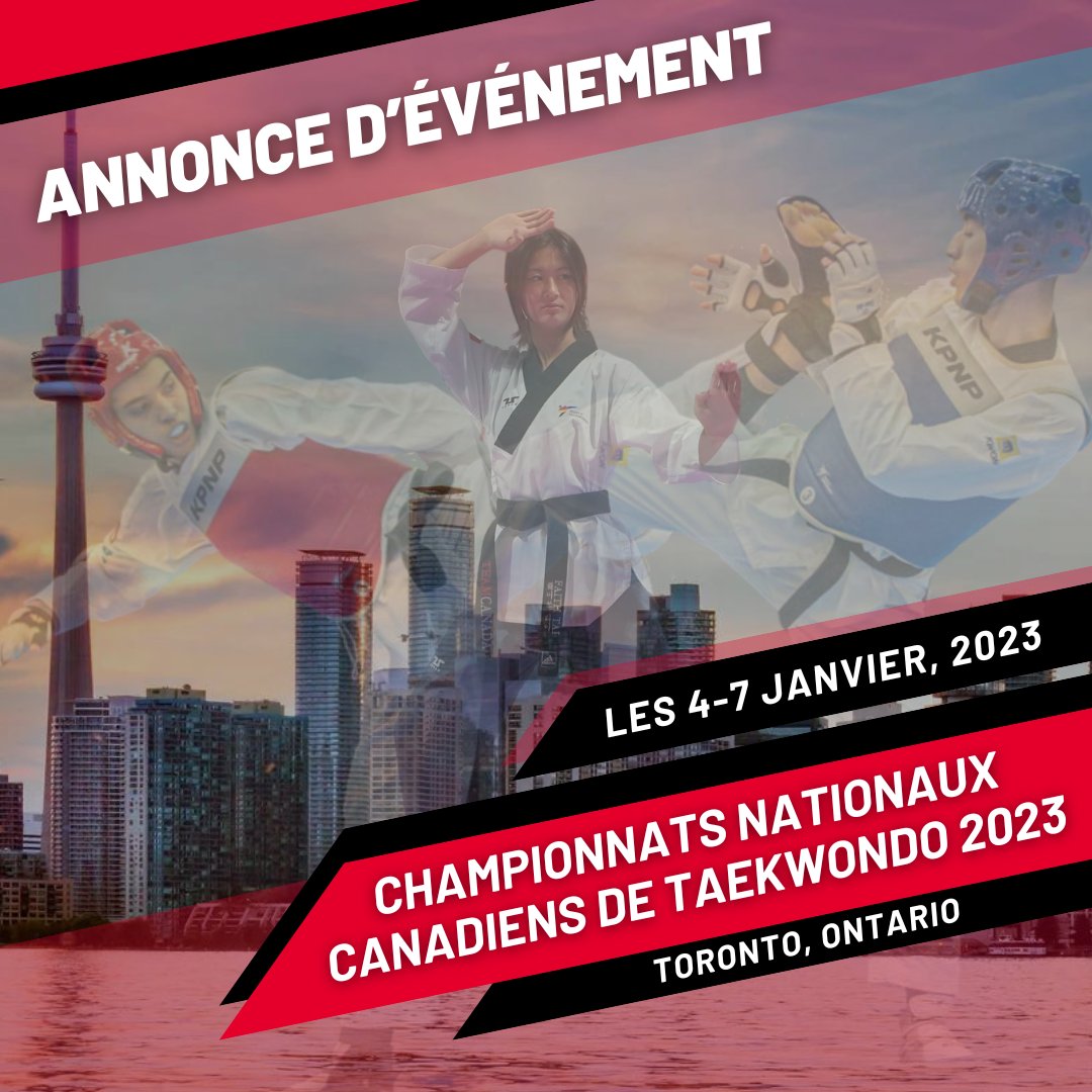 Registration opens November 15th! See you in Toronto!
taekwondo-canada.com/events/nationa…
-
Les inscriptions sont acceptées à compter du 15 novembre! Au plaisir de vous retrouver à Toronto!
taekwondo-canada.com/fr/events/cham…