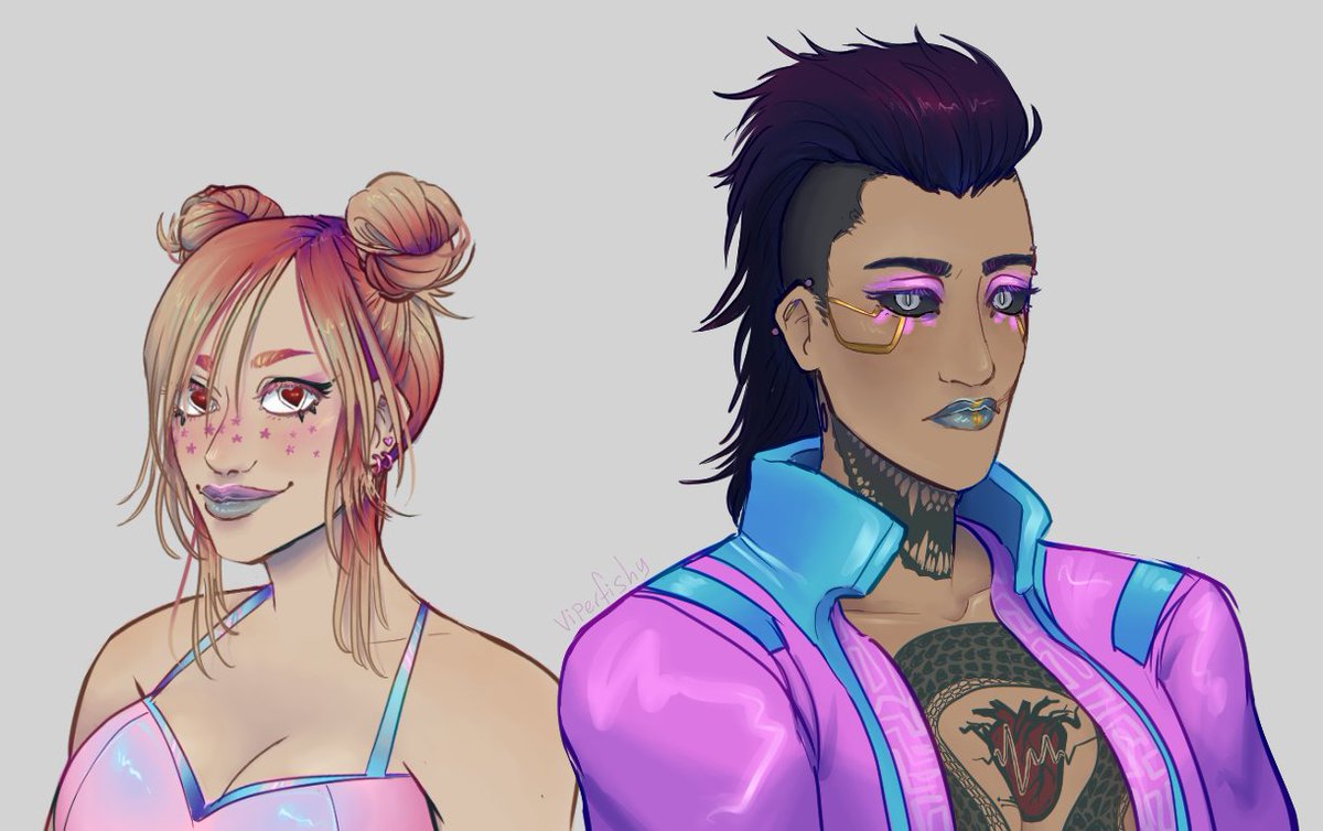 viperfishyy's tweet photo. comes out of the abyss to show you my cyberpunk characters and then leaves again https://t.co/maZ29UMdxL