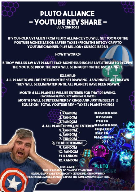 The opportunity to buy a V1 and stake it to be eligible for Octobers @Bitboy_Crypto YouTube random air drop is narrowing down. 

Buy V1's here: 
opensea.io/collection/the…

Stake V1's here:
staking.plutoalliance.com

Then wait to see which planet will win!
#NFTGiveaway #NFTCommunity
