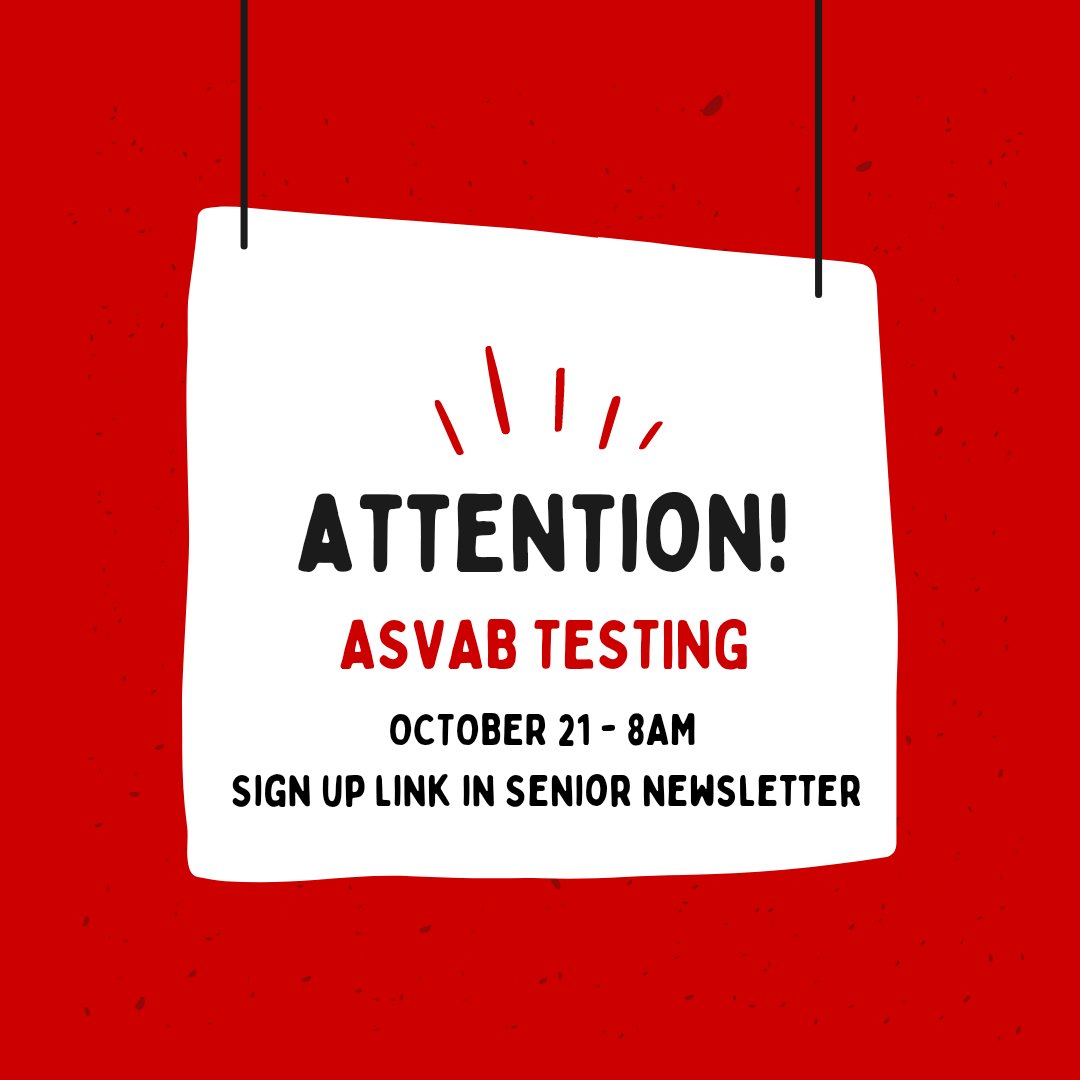 Seniors! Have you signed up for the ASVAB yet? 👀