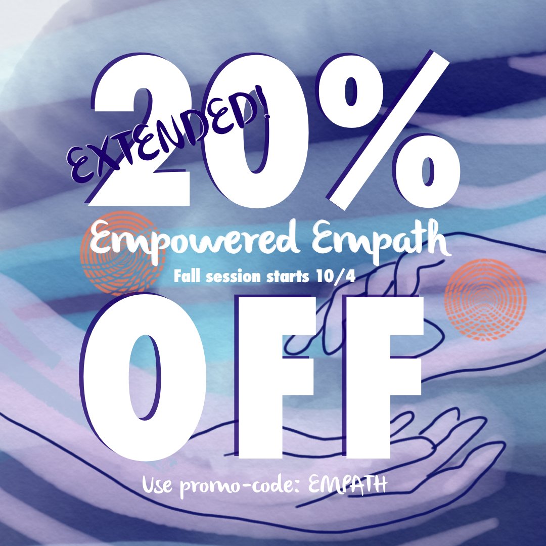 aspiritcatalyst's tweet photo. Hurry 20% off EXTENDED until 10/1! next session of Empowered Empath starting 10/4! - https://t.co/rNnPPywACG https://t.co/XFnc8g8xpR