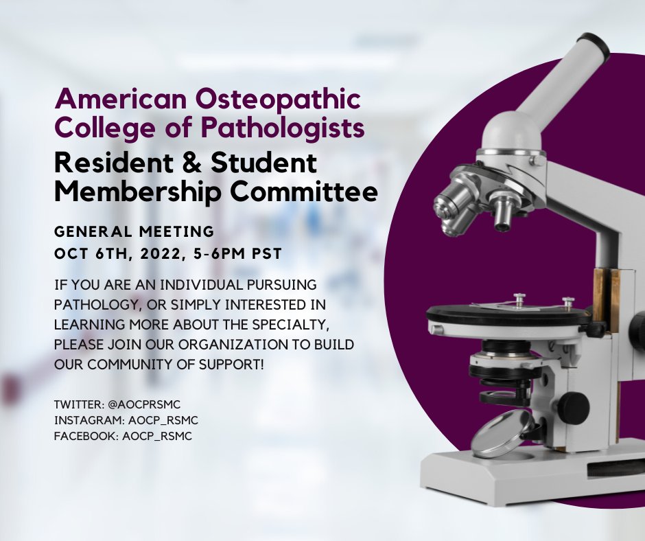 Hello everyone! Our organization is having a general meeting this upcoming week and every student interested in pathology is welcome to come :)