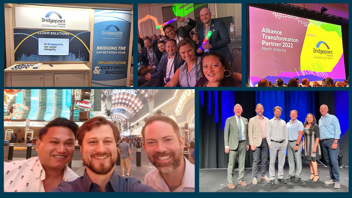 BPCExtendReach's tweet photo. Our @BPCExtendReach Cloud Solutions team is having a blast at @NetSuite's #SuiteWorld event in Las Vegas! We are honored to have been awarded the North America Alliance Transformation Partner for 2022. #TeamBridgepoint is living the "Suite" life! https://t.co/Y19jzqUE7E