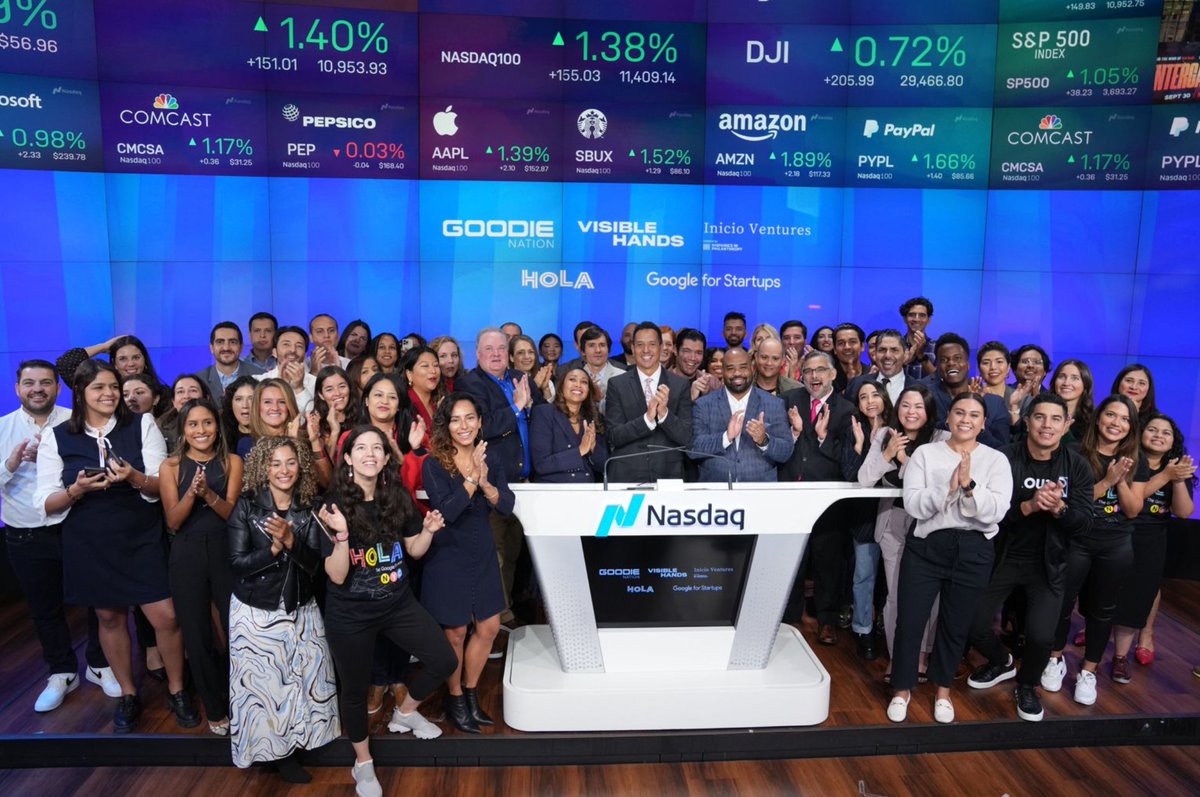 Thrilled to see a few of our founders - @FxCornejo of @AppStorybook, @PaulineRoteta of @joinpasito, and @noelleacoss of @noulahealth - among the founders to ring the opening bell at @nasdaq this week in celebration of #HispanicHeritageMonth!