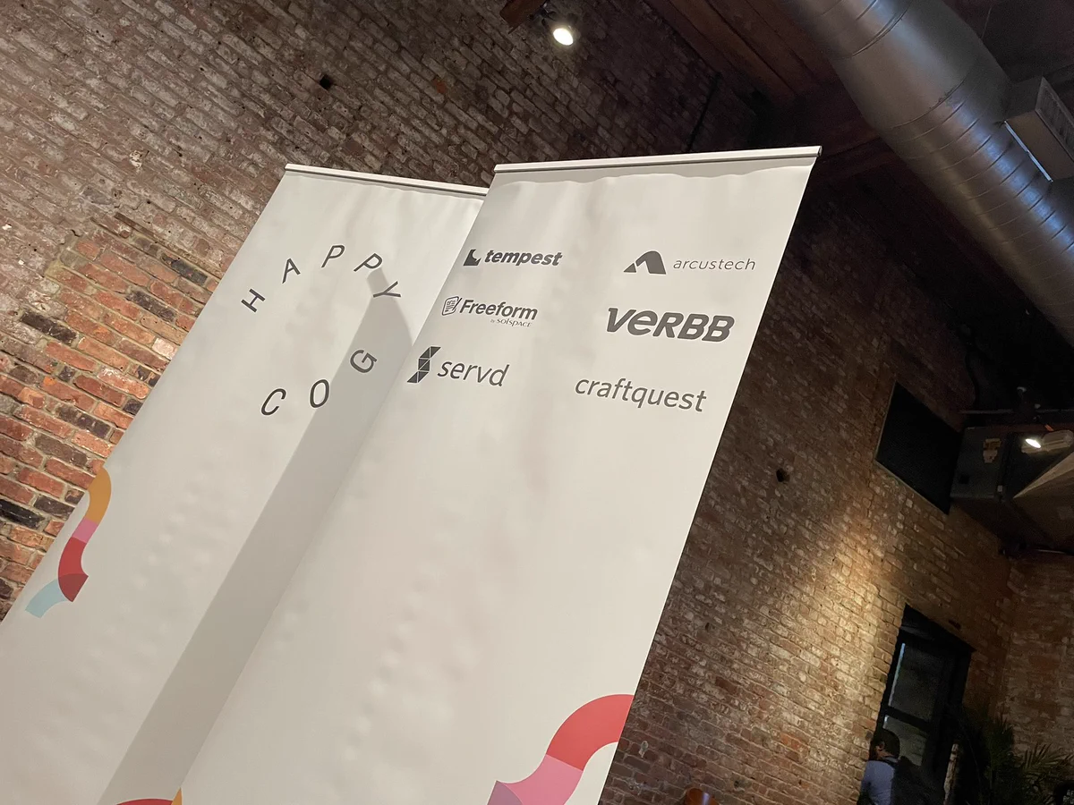 Event banners showing the sponsors’ logos