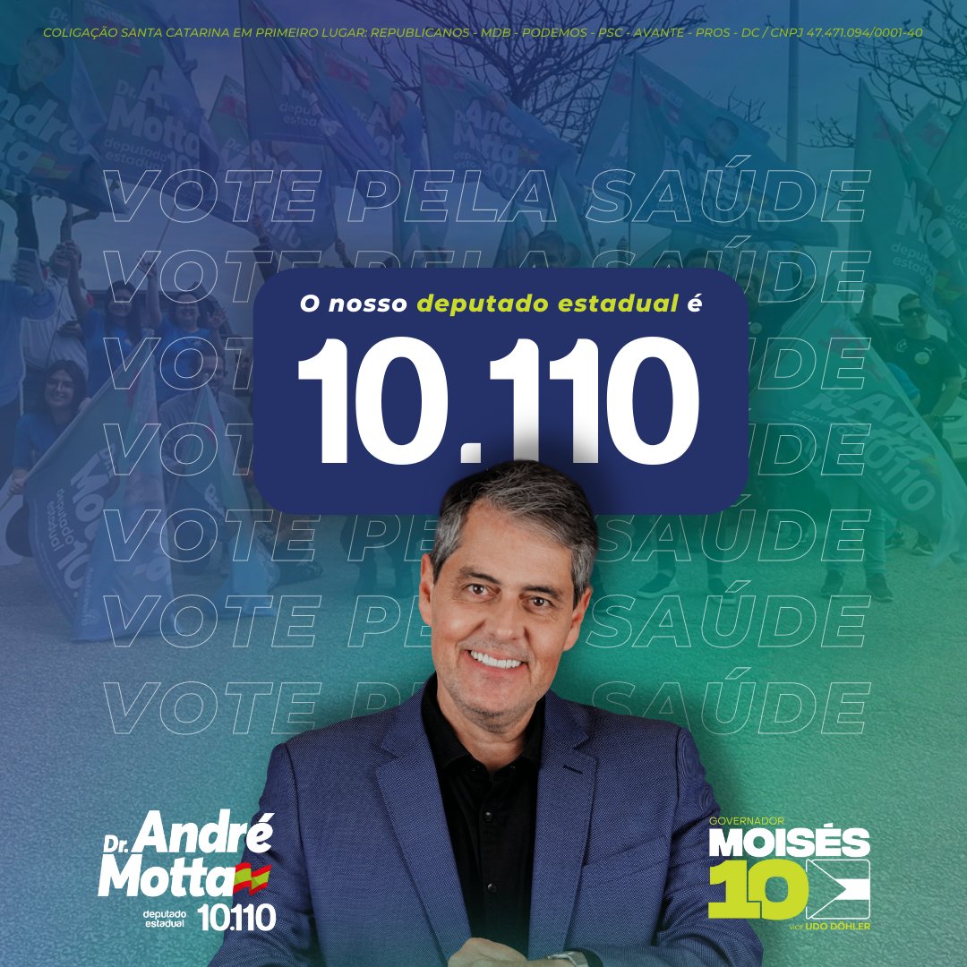 dr_andremotta's tweet photo. Não deixe que os outros escolham por você! 

Pesquise e compare. 

Vote em quem já fez muito por Santa Catarina e vai fazer muito mais! 

Dia 02 de outubro é 10.110✅ https://t.co/5lHvpeO7nD