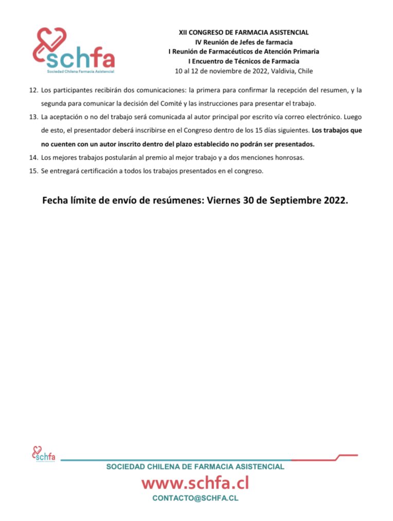 SCHFA's tweet photo. Visibiliza tu trabajo científico, buenas prácticas  y /o experiencias asistenciales desarrolladas presentándolas en modalidad presentación oral en el congreso de @SCHFA que se realizará en la universidad San Sebastián, sede Valdivia.

Participa!!! https://t.co/6PStvO3SpE